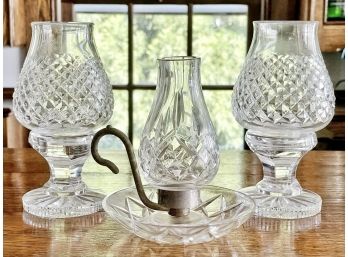 Trio Of Vintage Waterford Crystal Candle Lanterns