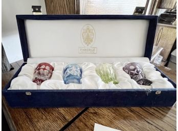 Faberge Luxe Crystal Vodka Glasses With Satin Lined Case - Set Of 4