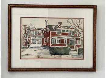 Watercolor Painting '114 Five Mile River Road' Original Artwork By Eileen Carns Foster Circa 1990