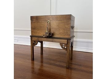 A Tea Caddy Side Table (reproduction) With Brass Fittings