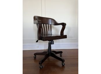 A Traditional Wood Swivel Desk Chair - Modern Technology - Fully Adjustable