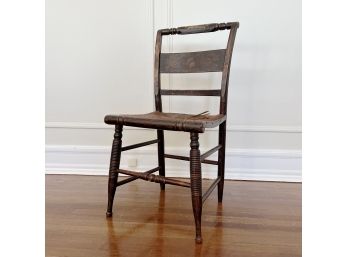 An Antique Painted And Stenciled Wood Chair With Rush Seat - Likely Hitchcock