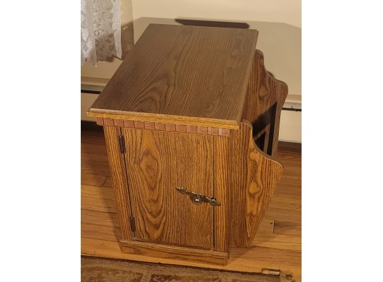 Magazine / End Table With A Pull Out Drawer And A Door.