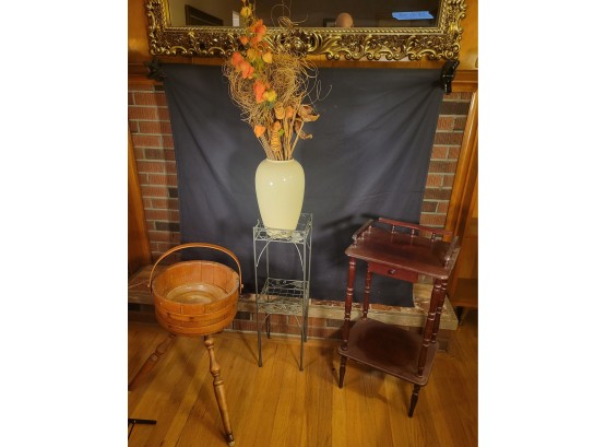 Plant Stand Trifecta.  .And The Faux Stems      .              .             .         (Loc: Garage)