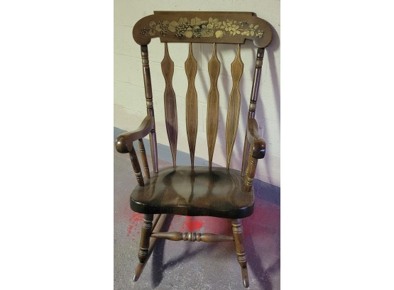 Rocking Chair.  Well Made Solid Wood.  Nice Detail. .            .        (Loc: Basement)