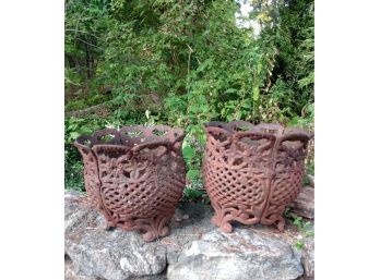Pair Of  Antique Victorian Style Cast Iron Planters 5 & 6 Of 6