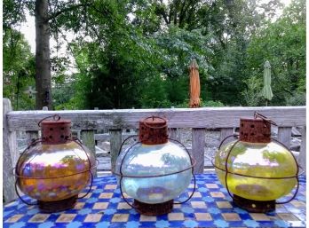 Trio Of Colorful Outdoor Lanterns