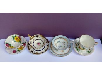 4 Beautiful Bone China Tea Cups And Saucers - All From England