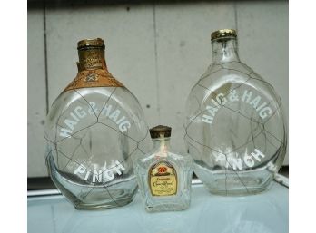 Vintage Haig & Haig Pinch Whiskey Bottles And Crown Royal Bottle