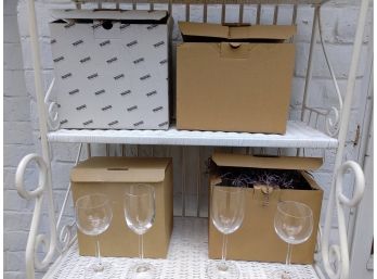 Four Boxes Of Wine Glasses (4) Per Box, Two Styles