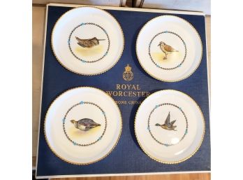 Boxed Set Of Royal Worcester Gold Rimmed, Game Bird Plates