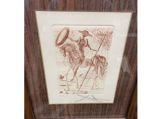 Original Salvador Dali Etching . Don Quixote . Pencil Signed By The Artist . EA Artist Proof  . Not A Repro Or