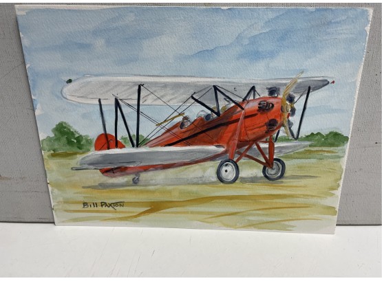 Watercolor By Bill Paxton Of A WACO INF 1931 Plane