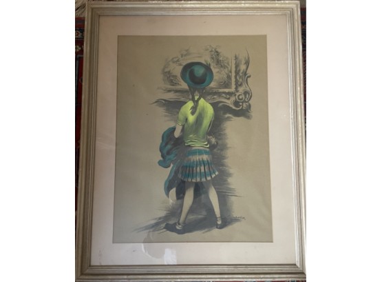Vintage 1940 Litho Signed  By Listed Artist Lawrence Beal Smith . Associated American Artists New York .