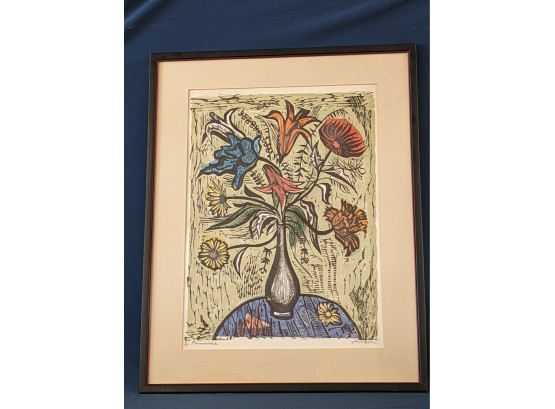 Limited Edition Irving Amen Pencil Signed, Numbered, And Titled 'Primevera' Woodcut
