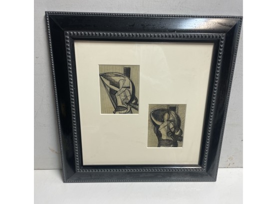 Provincetown Abstract   Artist William H. Littlefield . Nude Abstract Drawings 1962 Signed