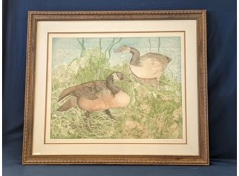 Polly Chase Pencil Signed & Artist Proof Aquatint Etching Of Canadian Geese