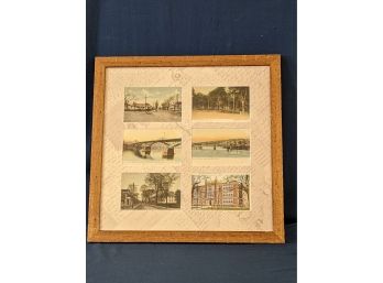 Six (6) Matted And Framed Antique Derby Connecticut Post Cards