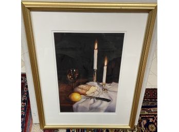 Fabulous Watercolor By Suzanne McWhinnie  Bread ,wine And Candlelight . Madison Ct Artist Listed .