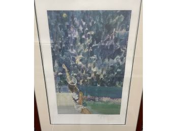 Tennis Player  Lithograph By World Famous Sports  Artist Walter Spitzmiller. Limited Edition Pencil Signed.