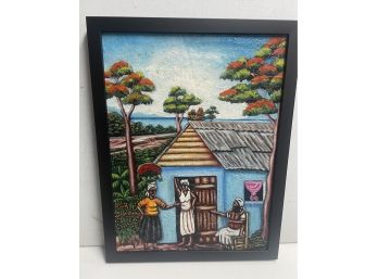 Primitive Folk Art Painting By Haitian Artist Stanley Signed