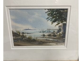 Watercolor By Ives Parent . Indian Cove Guilford Ct . Faukner Island View