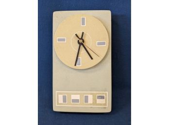 Signed Andrew Van Assche Ceramic Clock In Greens