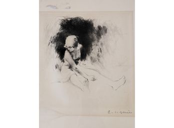 Pencil Signed Carl Josef Bauer Austrian (1895-1964) Etching Of Young Woman