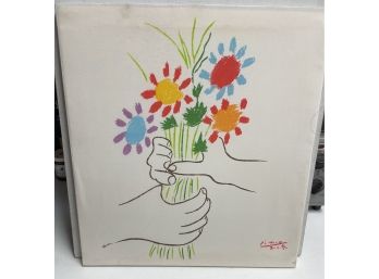 MCM Picasso Lithograph Printed On Linen .Bouquet Of Flowers.