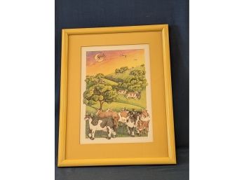 Pencil Signed 1985 J.S. Perry  'Homeward Bound' Lithograph Flying Sheep Clouds