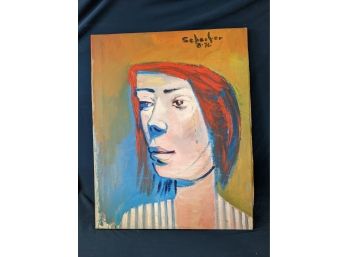 Signed 'Schaefer' 1972 Oil On Canvas Portrait Painting