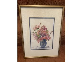 Modern Still Life Watercolor By George B.Sutherland 1936-2021 Noted Stamford Ct Artist