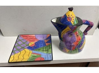 MCM Picasso Like Teapot And Square Platter . Muzeum  Is The Company    That