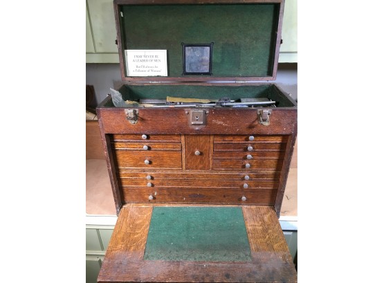 Fantastic Antique GERSTNER Oak Machinists Tool Box LOADED With Original Tools - Taps & Dies & LOADS MORE !