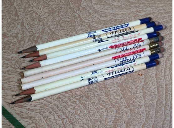 Lot Of Nine (9) Vintage HULLS BEER - New Haven,CT Advertising Pencils - Great Graphics - Dated 1943 - 1944