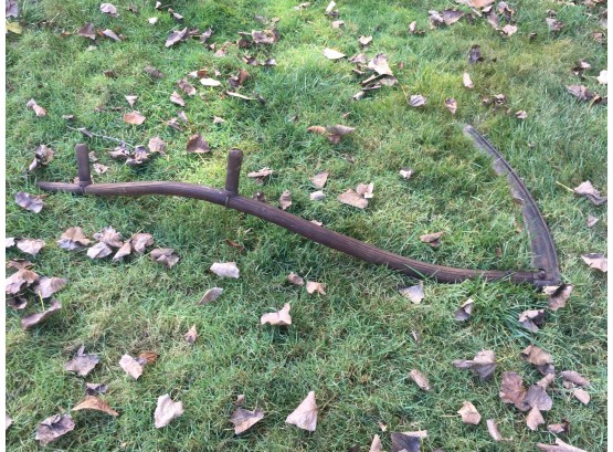 Very Cool Antique Sickle / Scythe - All Wood With Steel Blade Also Called Grim Reaper Sickle - Decorator Piece