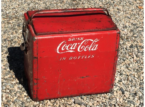 Incredible 1940s - 1950s CAVALIER Coca Cola Picnic Cooler With ORIGINAL Bottle Opener - Great Old Patina !