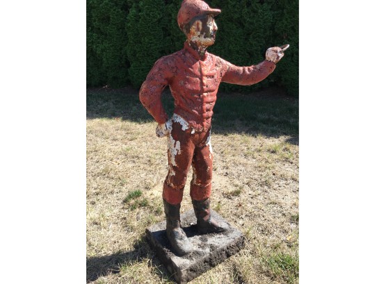 Incredible RARE All Cast Iron Cavalier Lawn Jockey - Mostly Original Paint - Sat In Garden For 50 Plus Years