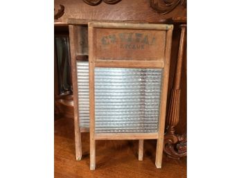 Great Country Decor - Two Antique Glass Washboards Along With Two Man Buck Saw - Great Farmhouse Decorations !