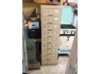 Great Nine (9) Drawer File Cabinet - Commercial Type - Would Be Great For Postcard Collector / Or Photographs