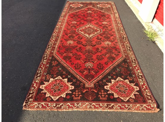 Shiraz , Hand Knotted Persian Rug, 9 Feet 6 Inches By 3 Feet 9 Inches