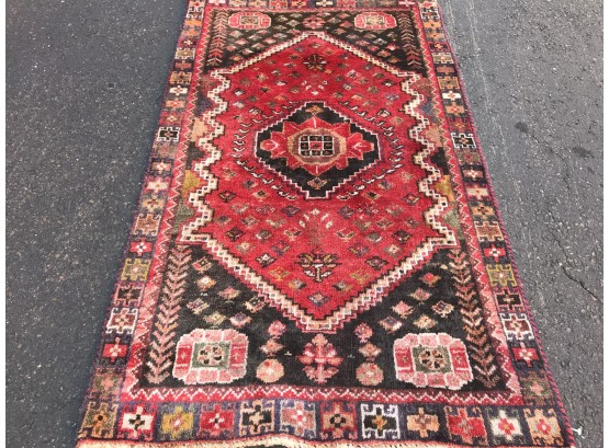 Hand Knotted Persian Rug , 2 Feet 7 Inches By 4 Feet 3 Inches