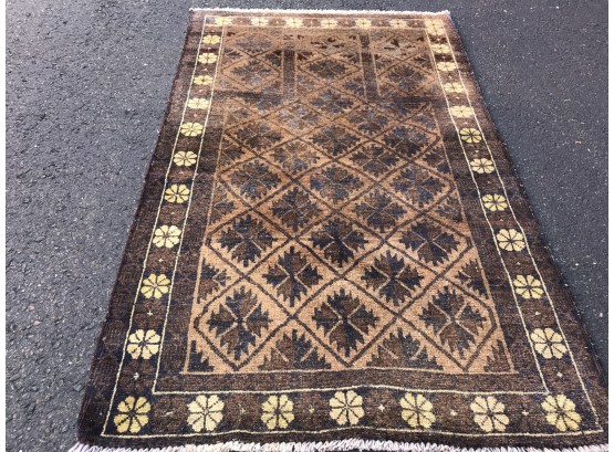 Baluchi  Hand Knotted Persian Rug , 4 Feet 3 Inches By 2 Feet 8 Inches