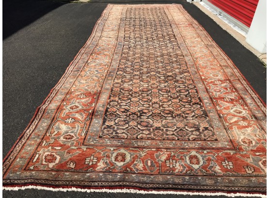 Bijar Hand  Vintage Knotted Persian Rug, 14 Feet 3 Inches By 5 Feet