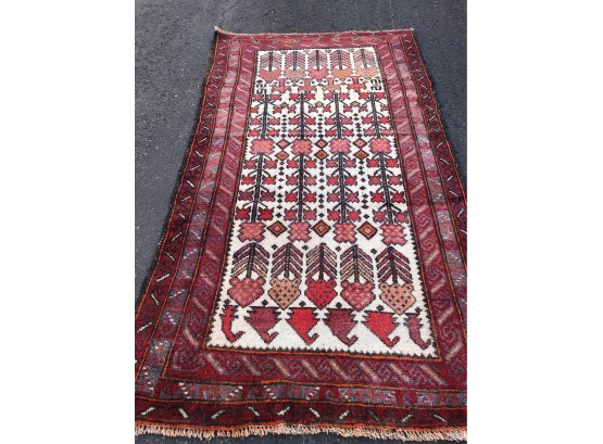 Hand Knotted Persian Rug , 5 Feet 3 Inches By 3 Feet 9 Inches