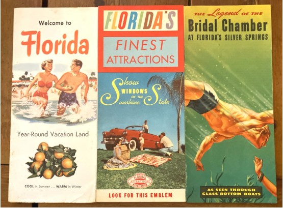 THREE Vintage FLORIDA TRAVEL BROCHURES