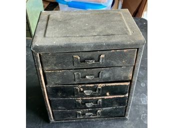 Small Metal Multi Drawer Cabinet Filled With Nuts, Bolts Etc
