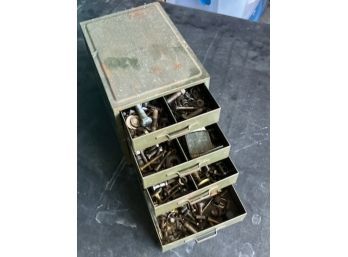 Small Metal 4 Drawer Cabinet Full Of Nuts, Bolts Etc