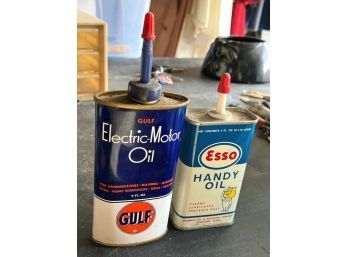 Vintage 'GULF' & 'ESSO' Oil Cans