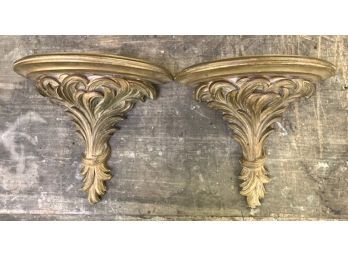 Pair Of Ornate 'SYROCO WOOD' Shelves